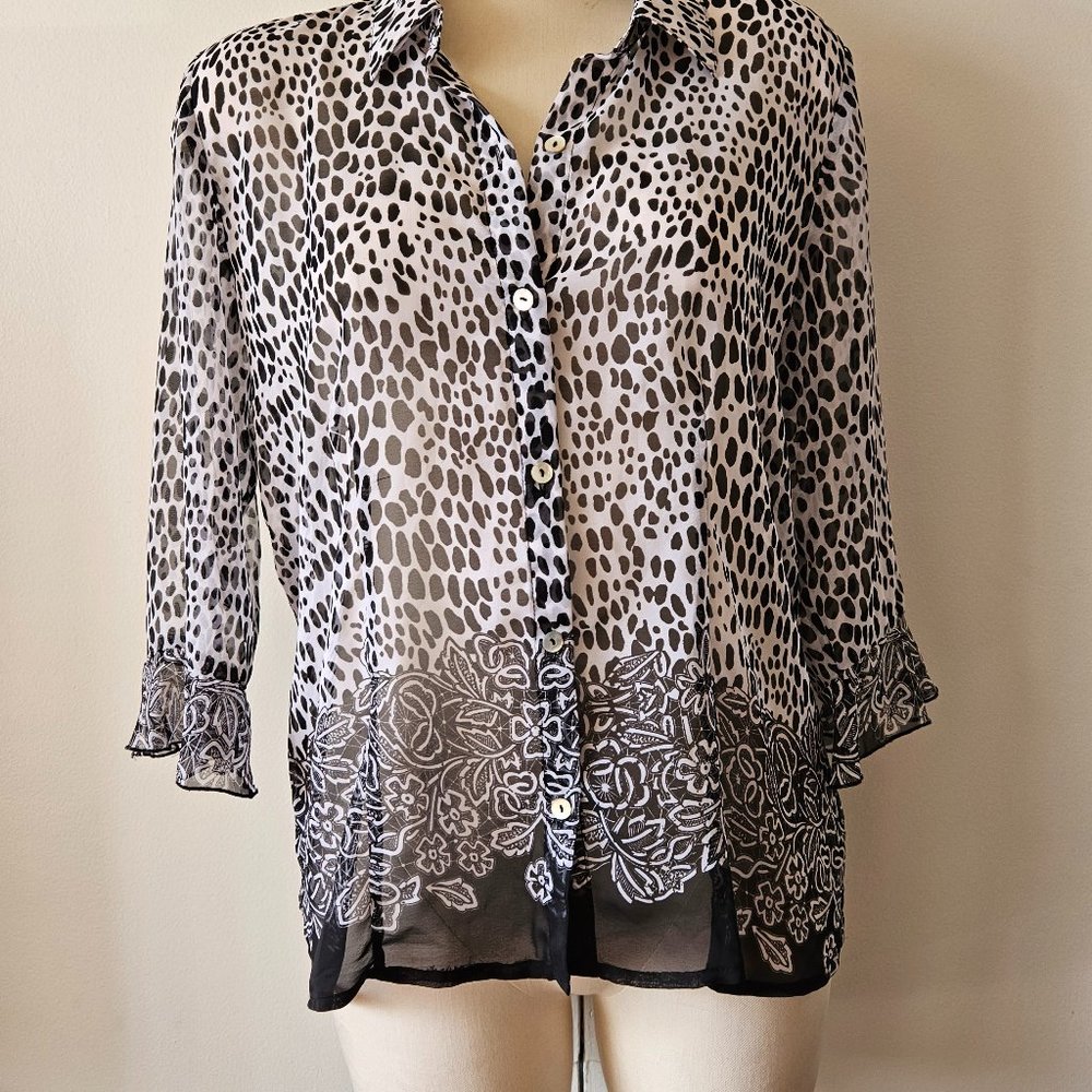 JM Black and White Blouse Size PL